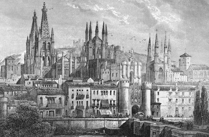 Framed Print : Historic cityscape, steel engraving Framed Print : Historic cityscape, steel engraving