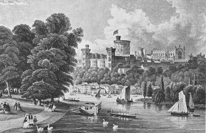 Framed Print : Historic cityscape, steel engraving