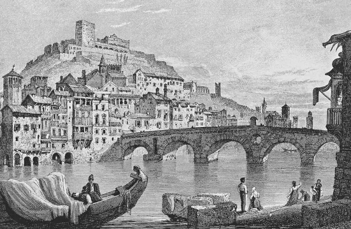 Framed Print : Historic cityscape, steel engraving