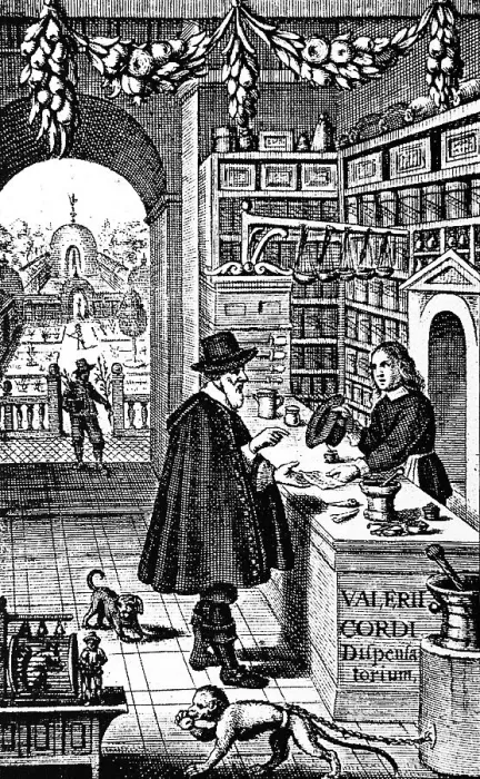 Framed Print : Historic depiction from 1632, representing a pharmacy with herbarium Framed Print : Historic depiction from 1632, representing a pharmacy with herbarium