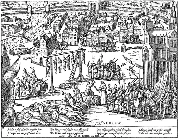 Framed Print : Historic drawing, the atrocities of the Spaniards in Haarlem on 13th July 1573 Framed Print : Historic drawing, the atrocities of the Spaniards in Haarlem on 13th July 1573