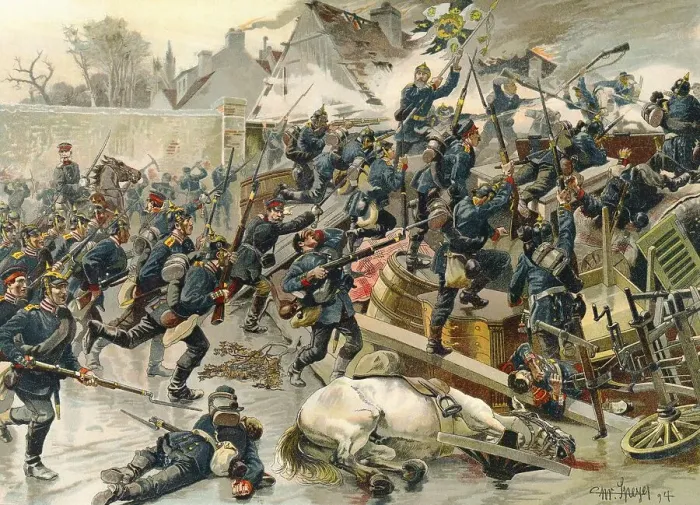 Framed Print : Historic drawing of the battle near Le Bourget on 30th October 1870 Framed Print : Historic drawing of the battle near Le Bourget on 30th October 1870