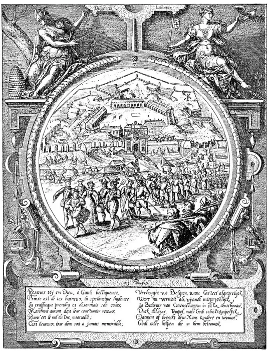 Framed Print : Historic drawing, citizens of Antwerp demolishing the citadel Framed Print : Historic drawing, citizens of Antwerp demolishing the citadel