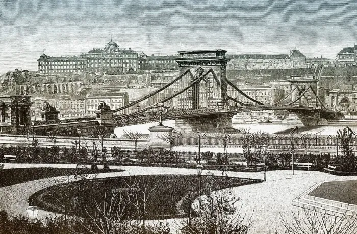 Framed Print : Historic drawing, city of Budapest Framed Print : Historic drawing, city of Budapest