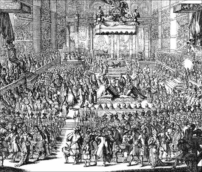 Framed Print : Historic drawing, the coronation ceremony of William III