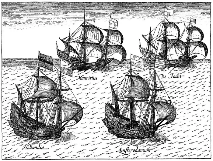 Framed Print : Historic drawing, the Dutch merchant fleet on its way to the East Indies