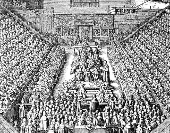 Framed Print : Historic drawing, the English Parliament in the 17th century