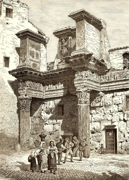 Framed Print : Historic drawing, entrance to the Forum of Nerva