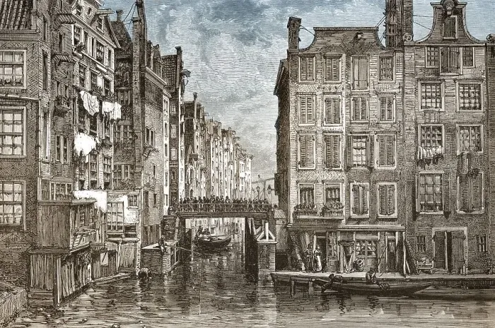 Framed Print : Historic drawing, Jodenbuurt or Jewish quarter