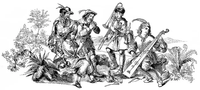 Framed Print : Historic drawing, musicians with musical instruments Framed Print : Historic drawing, musicians with musical instruments