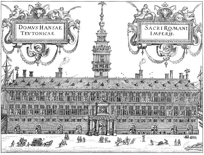 Framed Print : Historic drawing, the office building of the Hanseatic League in Antwerp