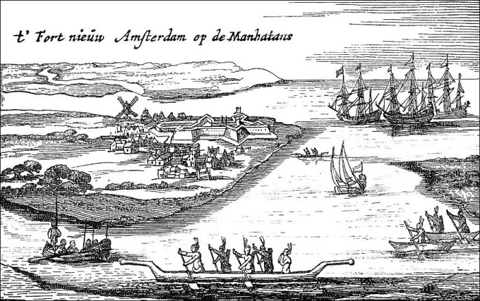 Framed Print : Historic drawing, the oldest city view of New Amsterdam or New York City