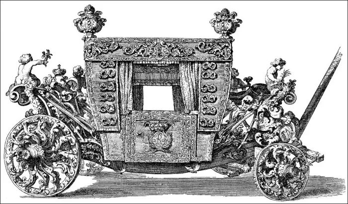 Framed Print : Historic drawing, the pompous coach of James II of England