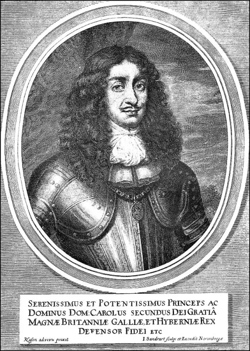 Framed Print : Historic drawing, portrait of Charles II