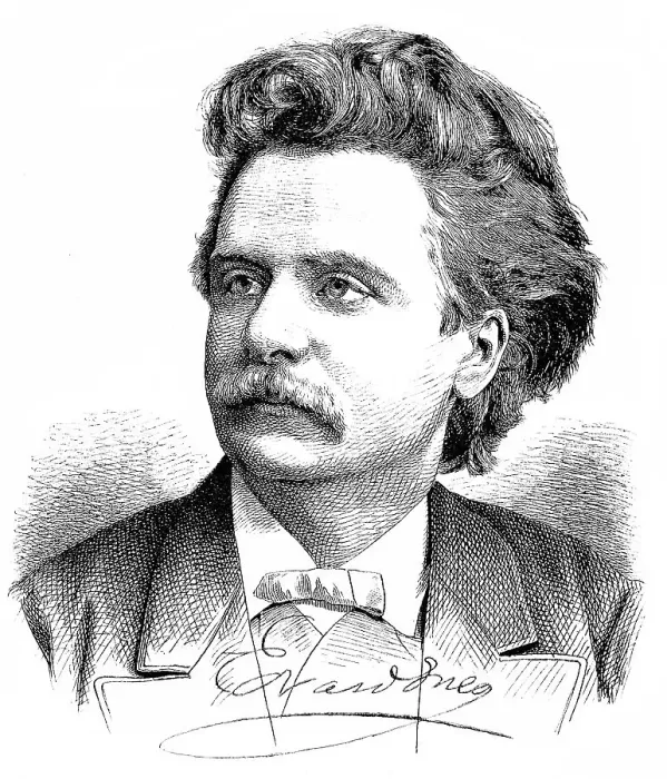 Framed Print : Historic drawing, portrait of Edvard Hagerup Grieg
