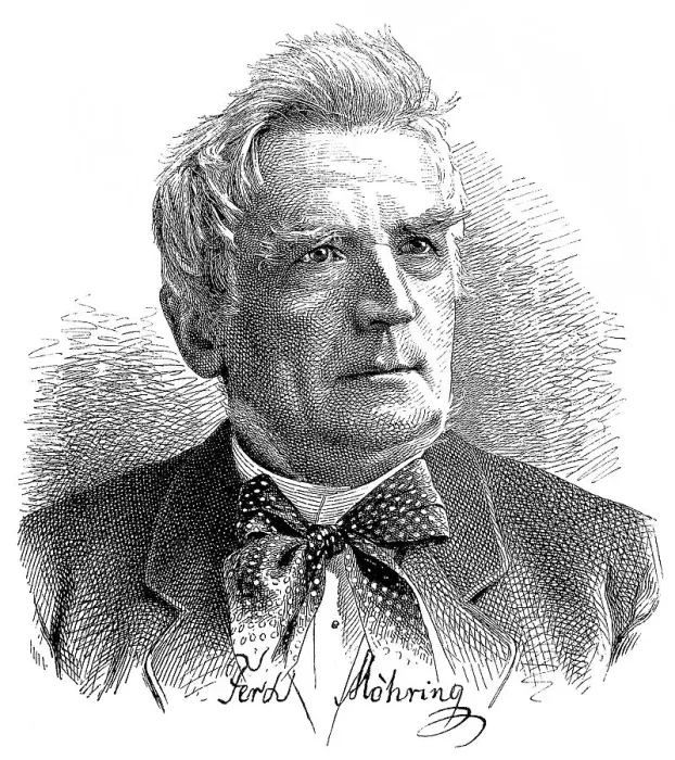 Framed Print : Historic drawing, portrait of Ferdinand Moehring