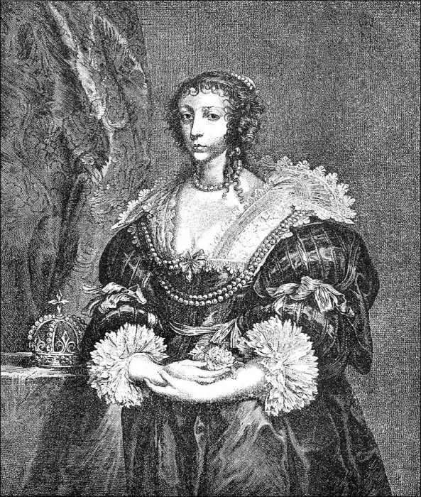 Framed Print : Historic drawing, portrait of Henrietta Maria