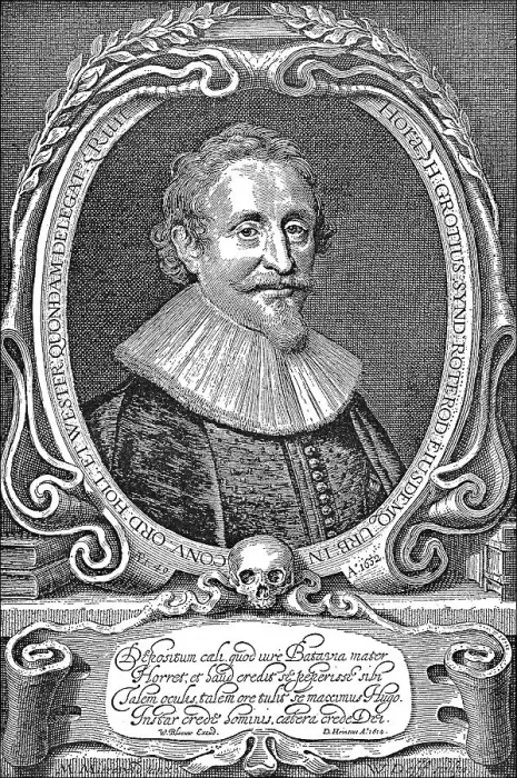 Framed Print : Historic drawing, portrait of Hugo Grotius or Huigh or Hugo de Groot