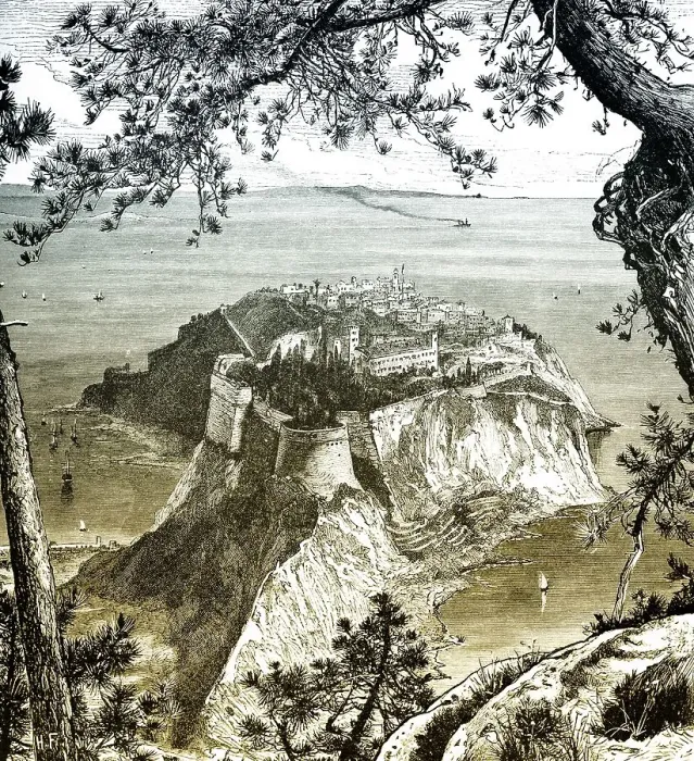 Framed Print : Historic drawing, Principality of Monaco