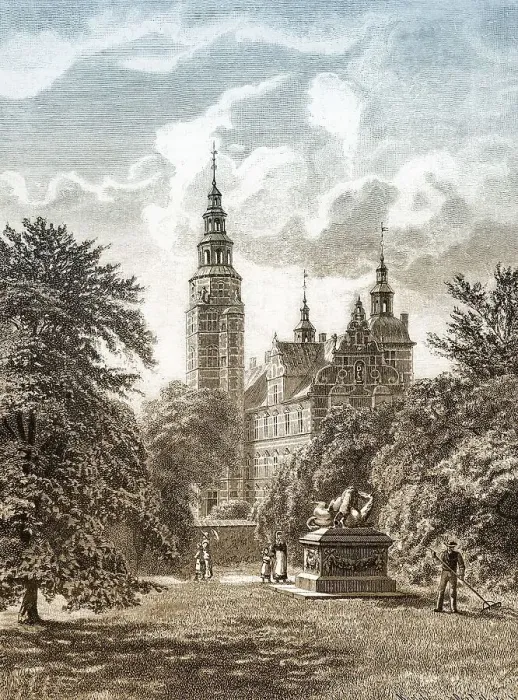 Framed Print : Historic drawing, Rosenborg Castle or Rosenborg Slot in Copenhagen