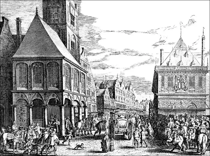 Framed Print : Historic drawings, street scene in Antwerp