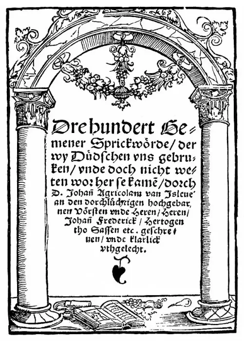 Framed Print : Historic engraving, 1528, front page of the book of proverbs by Johannes Agricola