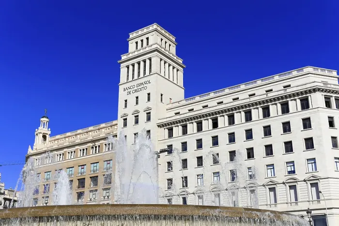 Framed Print : A historic fountain in front of a majestic building under a clear blue sky Framed Print : A historic fountain in front of a majestic building under a clear blue sky