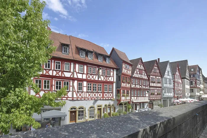 Framed Print : Historic half-timbered houses, HauptstraBe