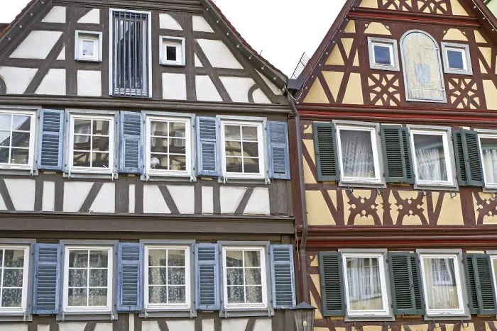 Framed Print : Historic half-timbered houses in Schwabisch Hall