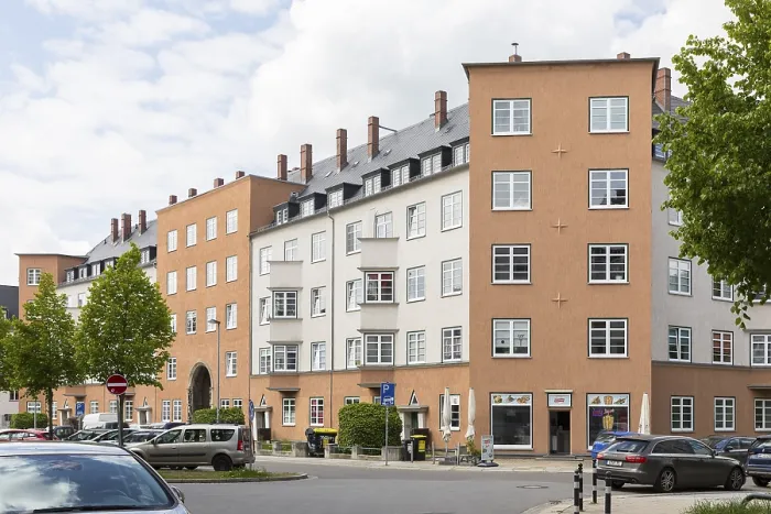 Framed Print : Historic Helenenhof residential complex on Walter-Oertel-StraBe