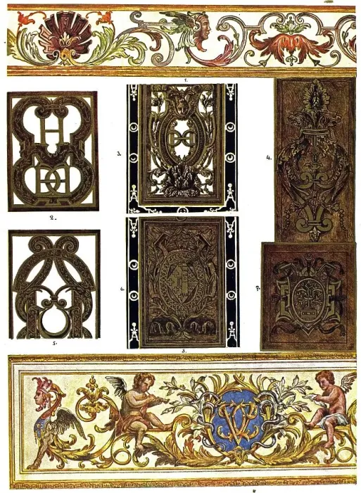 Framed Print : Historic illustration, French ornaments