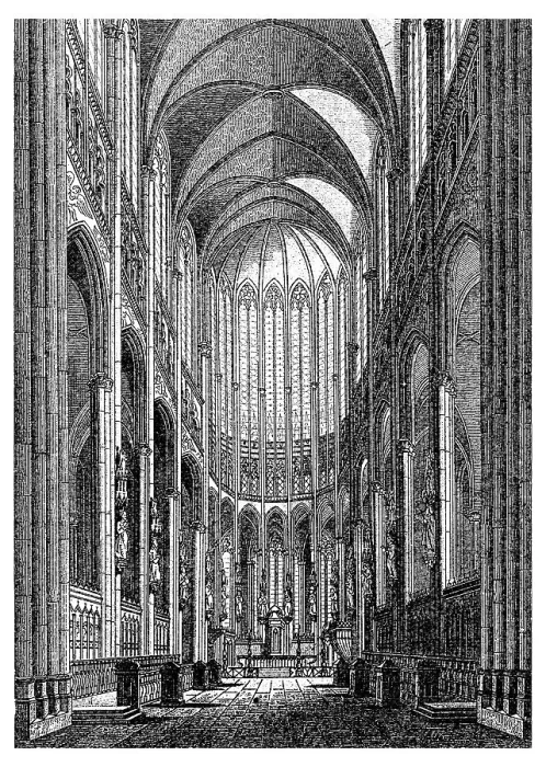 Framed Print : Historic illustration, interior view of Cologne Cathedral