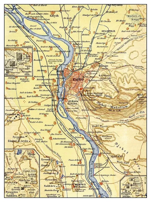 Framed Print : Historic illustration, map of Cairo and surroundings