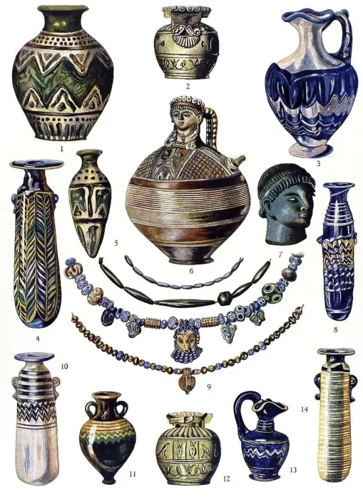 Framed Print : Historic illustration, Phoenician ornaments