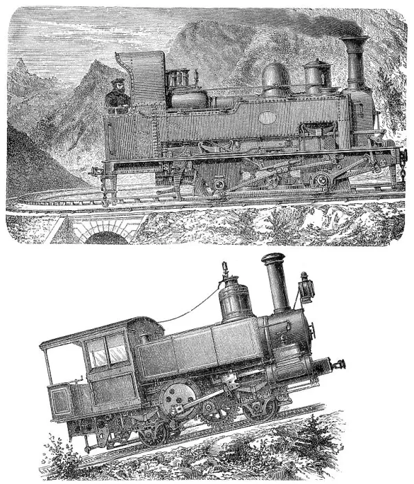 Framed Print : Historic illustration, steep grade railway Framed Print : Historic illustration, steep grade railway
