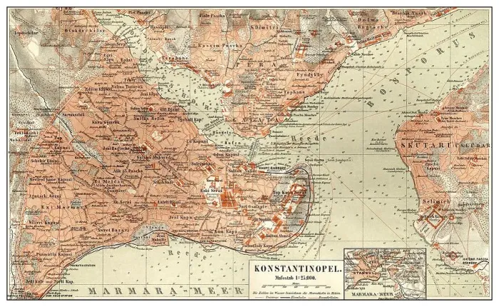 Framed Print : Historic map of Constantinople