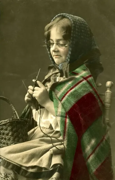 Framed Print : Historic photo, child is knitting, ca. 1915 Framed Print : Historic photo, child is knitting, ca. 1915