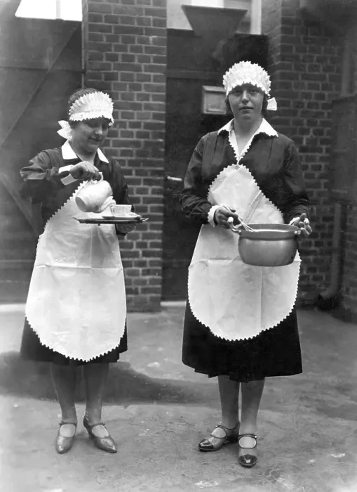 Framed Print : Historic photo, two female household helpers