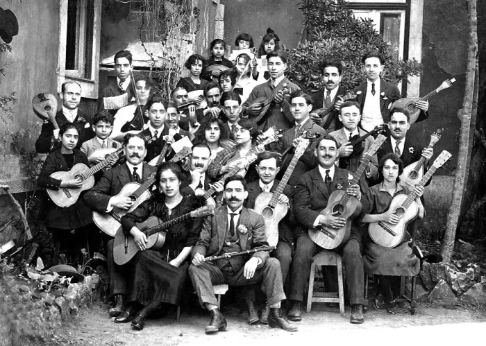 Framed Print : Historic photograph, band in the twenties