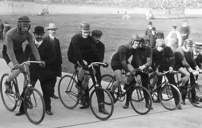 Framed Print : Historic photograph, bicycle race, around 1920