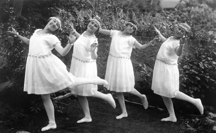 Framed Print : Historic photograph, four dancing women Framed Print : Historic photograph, four dancing women