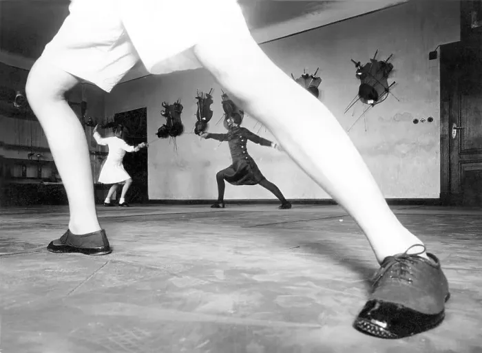 Framed Print : Historic photograph, female fencer, around 1929