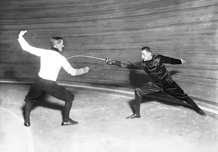 Framed Print : Historic photograph, fencing, probably from the thirties
