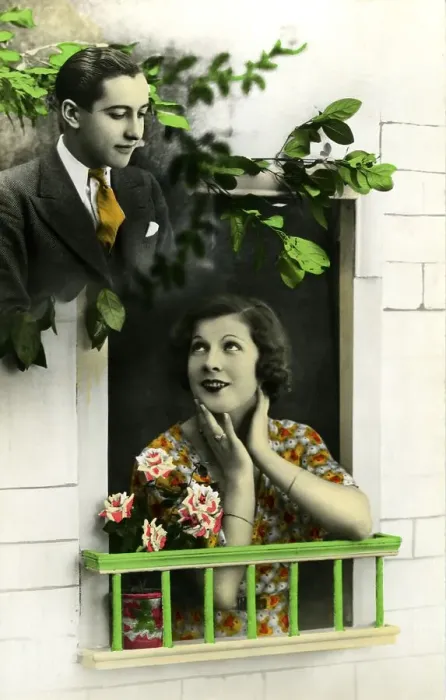 Framed Print : Historic photograph, flirt, around 1930
