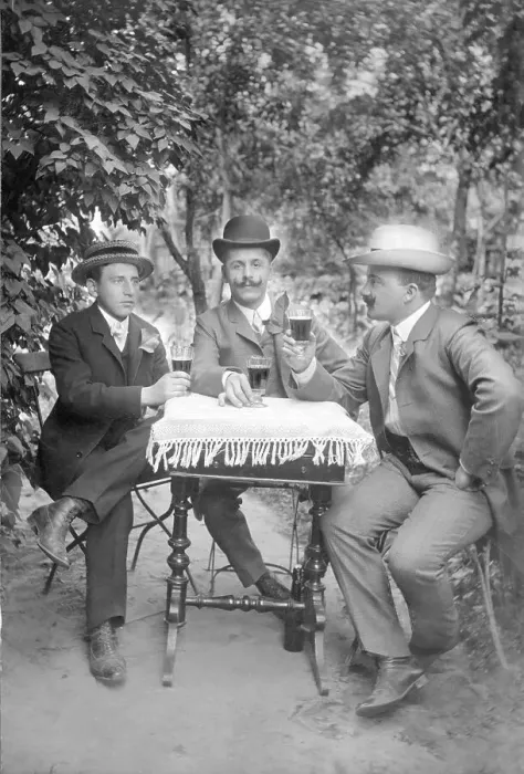 Framed Print : Historic photograph, three gentlemen drinking wine Framed Print : Historic photograph, three gentlemen drinking wine