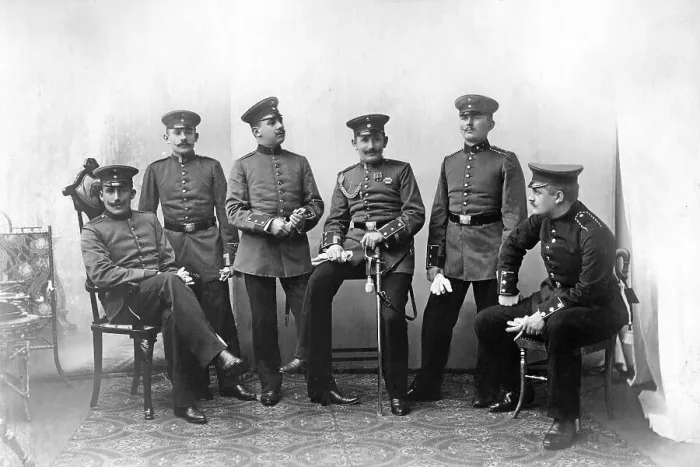 Framed Print : Historic photograph, group of soldier