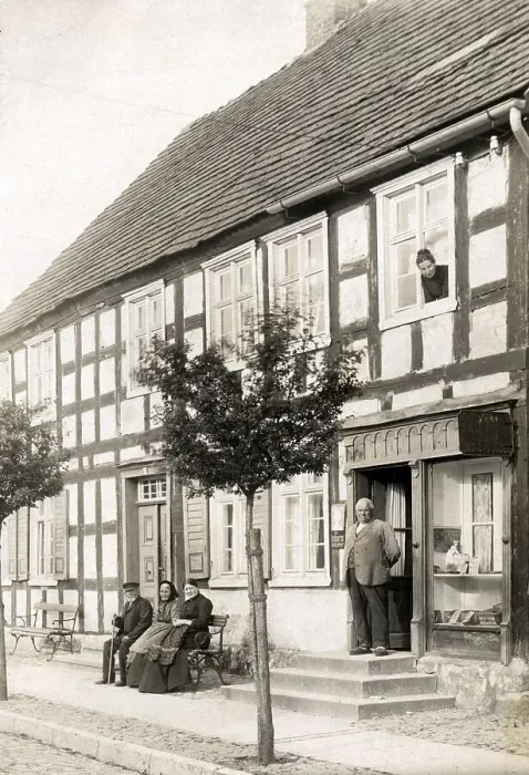 Framed Print : Historic photograph, half-timbered house
