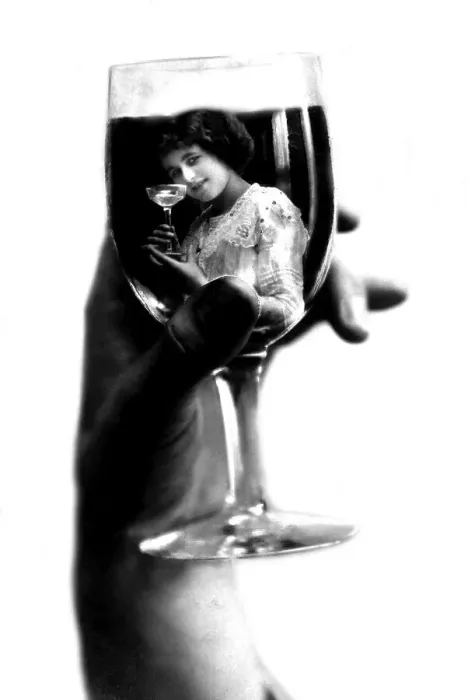 Framed Print : Historic photograph, hand holding a glass of wine