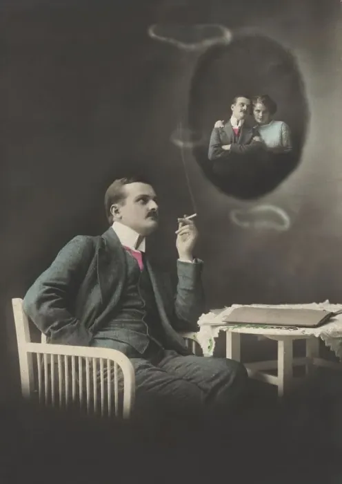 Framed Print : Historic photograph, man thinking of his beloved Framed Print : Historic photograph, man thinking of his beloved