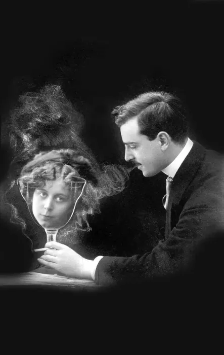 Framed Print : Historic photograph, man thinking of his dream woman